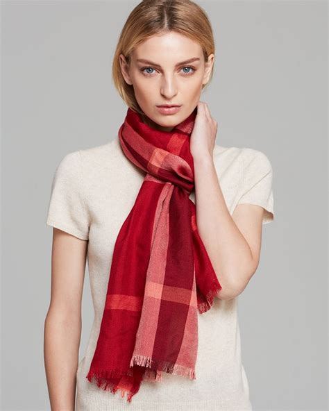 burberry half mega check silk cashmere scarf